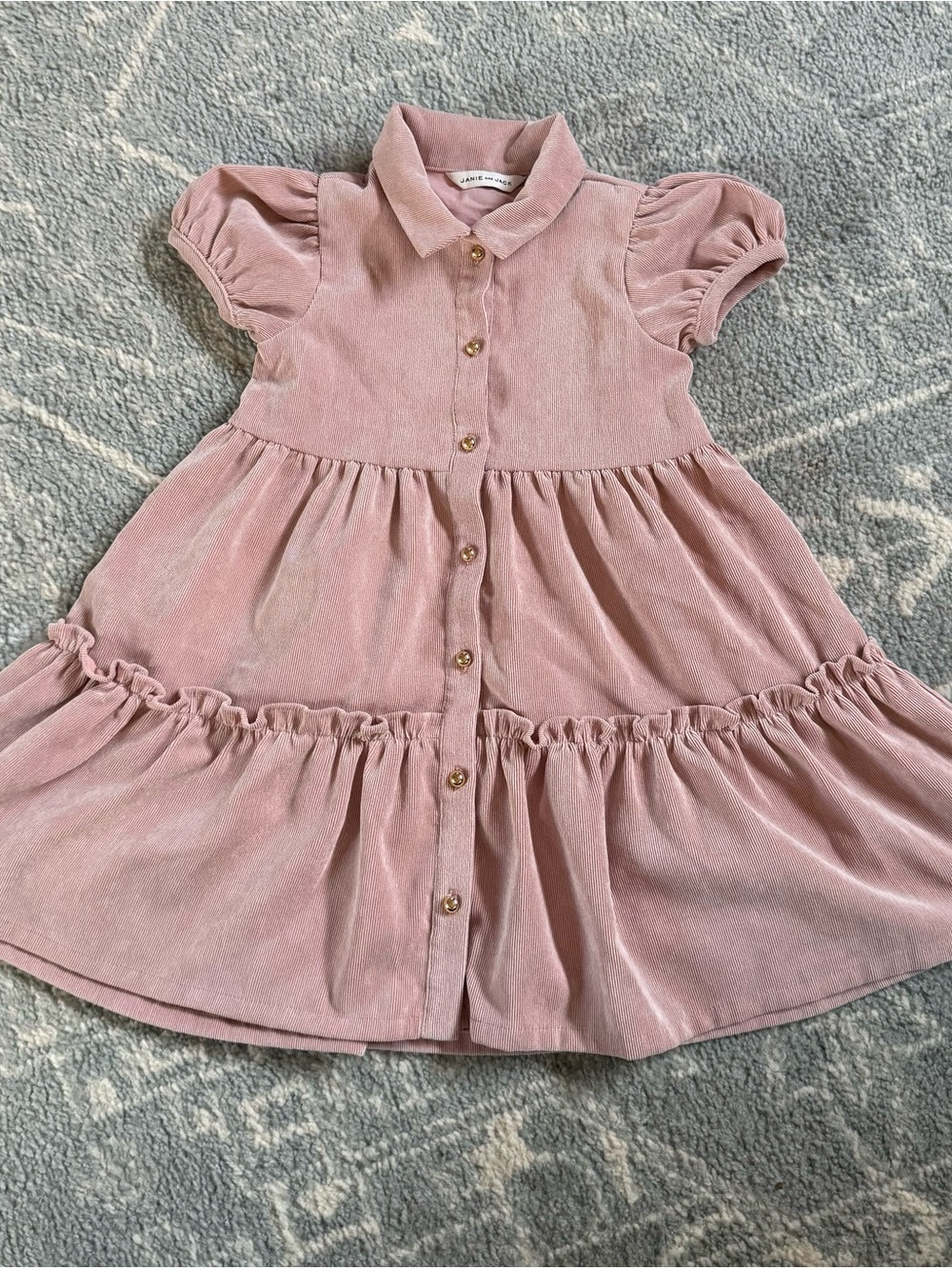 Janie and Jack Girls Corduroy Pink Button-Front Dress